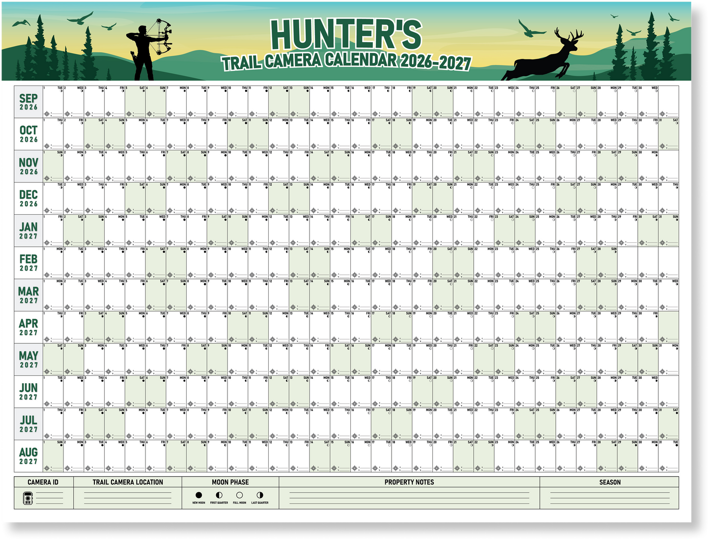 Hunter’s Trail Camera Calendar 2026–2027